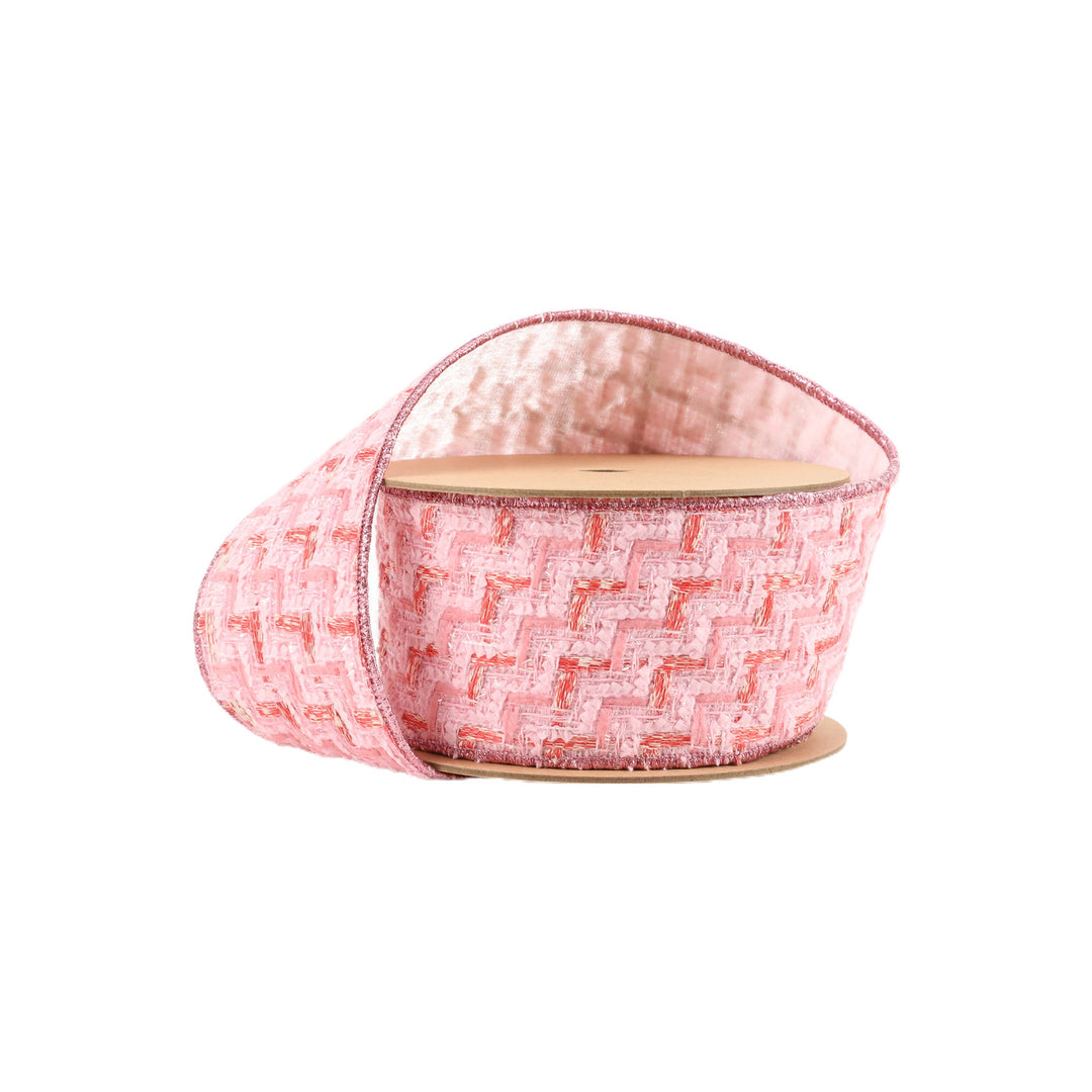 Pink Tweed Wired Ribbon - 2.5"