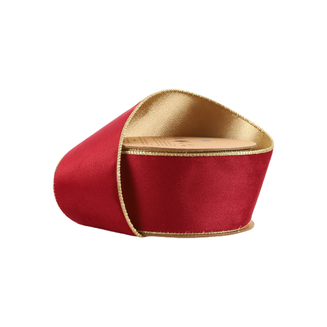 Burgundy & Gold Reversible Classic Velvet Wired Ribbon - 2.5"
