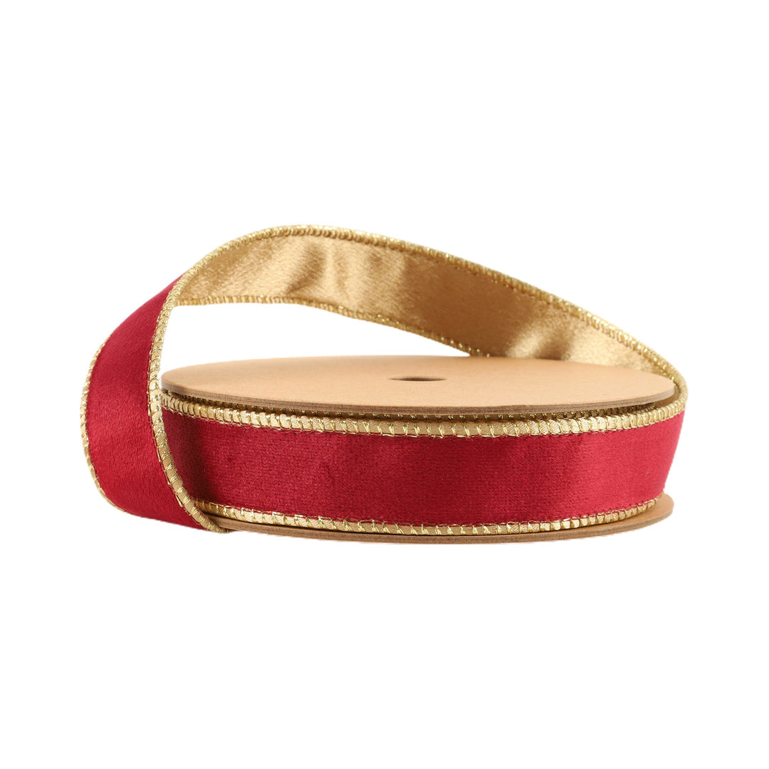Burgundy & Gold Reversible Classic Velvet Wired Ribbon - 1"