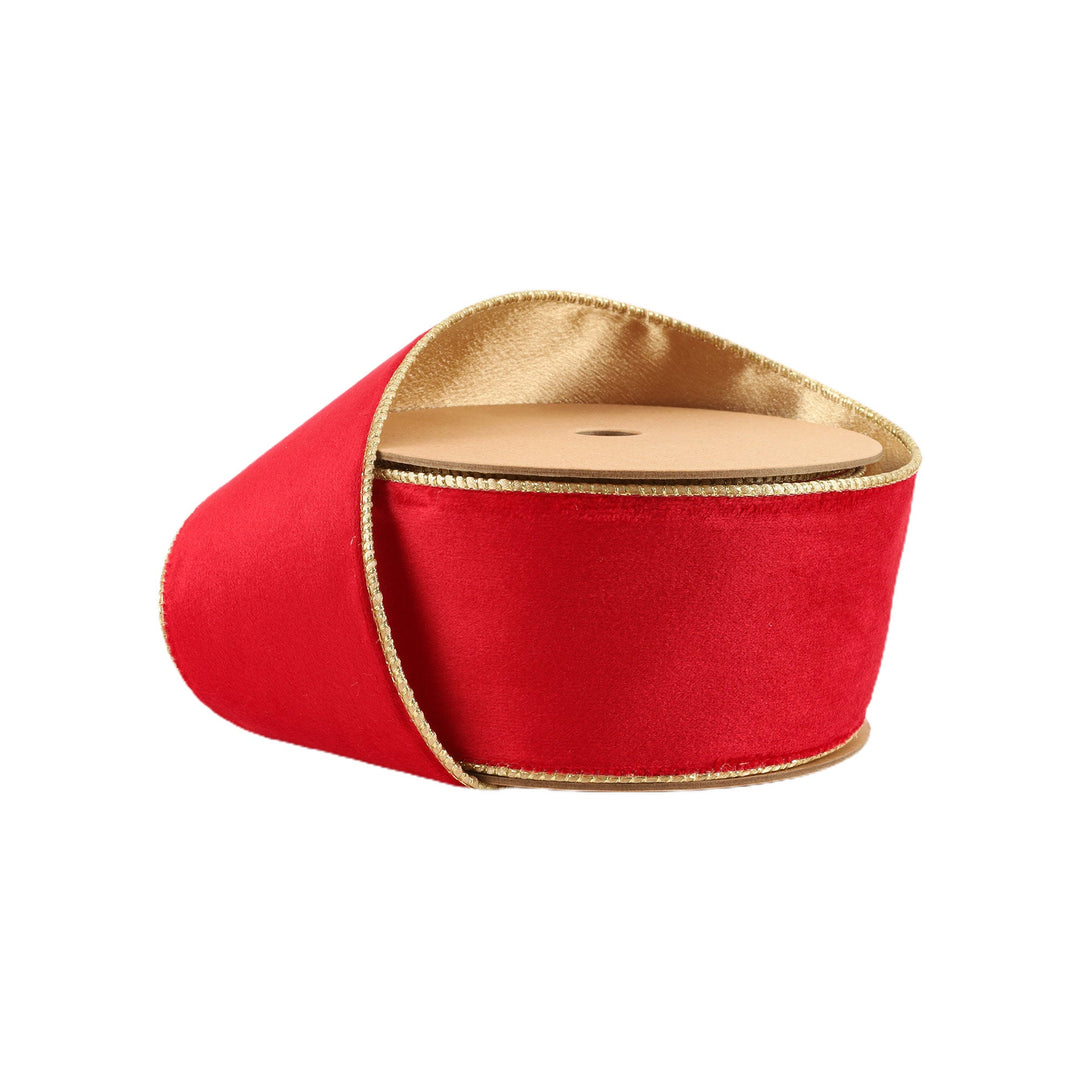 Christmas Red & Gold Reversible Classic Velvet Wired Ribbon - 2.5"