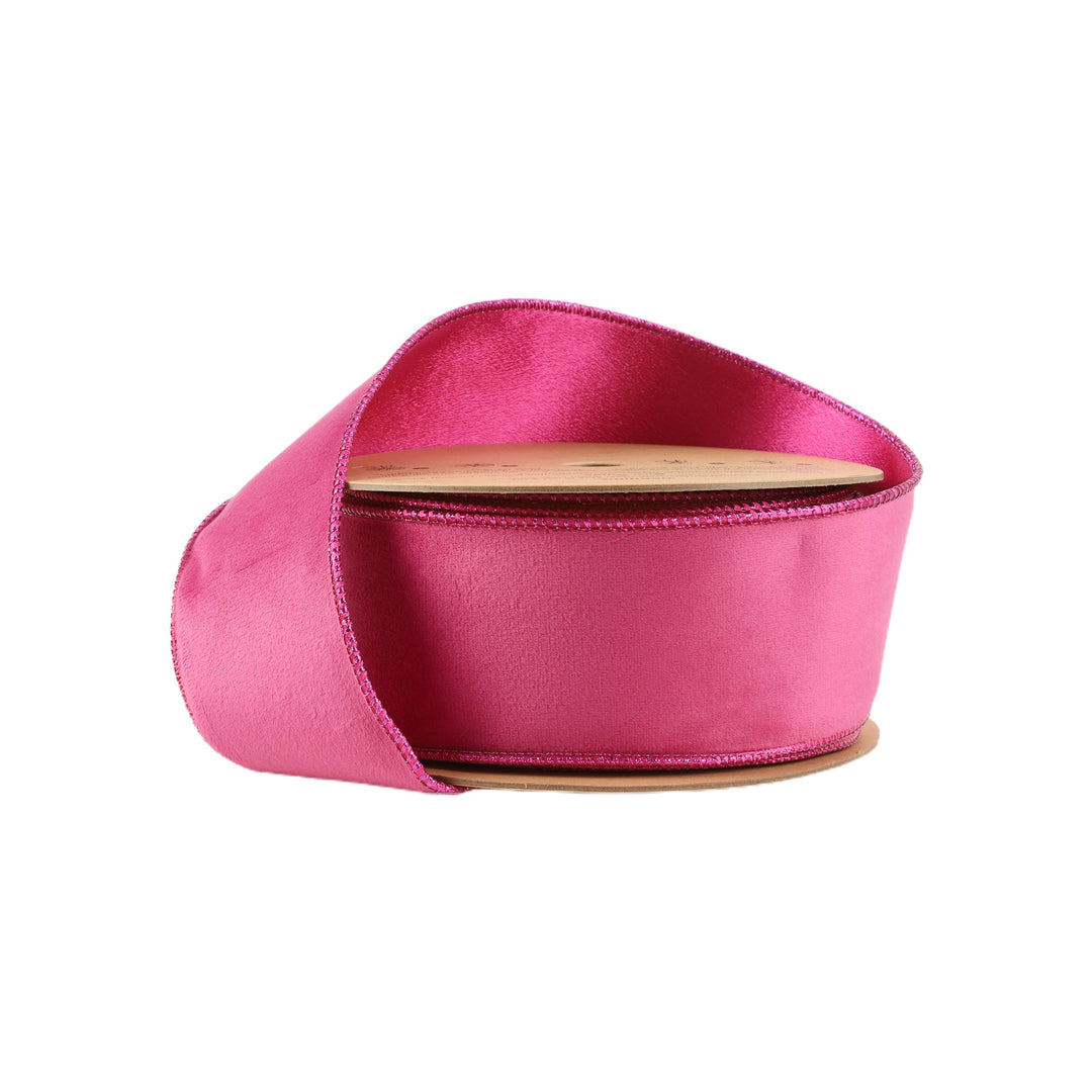 Hot Pink Reversible Classic Velvet Wired Ribbon - 2.5"