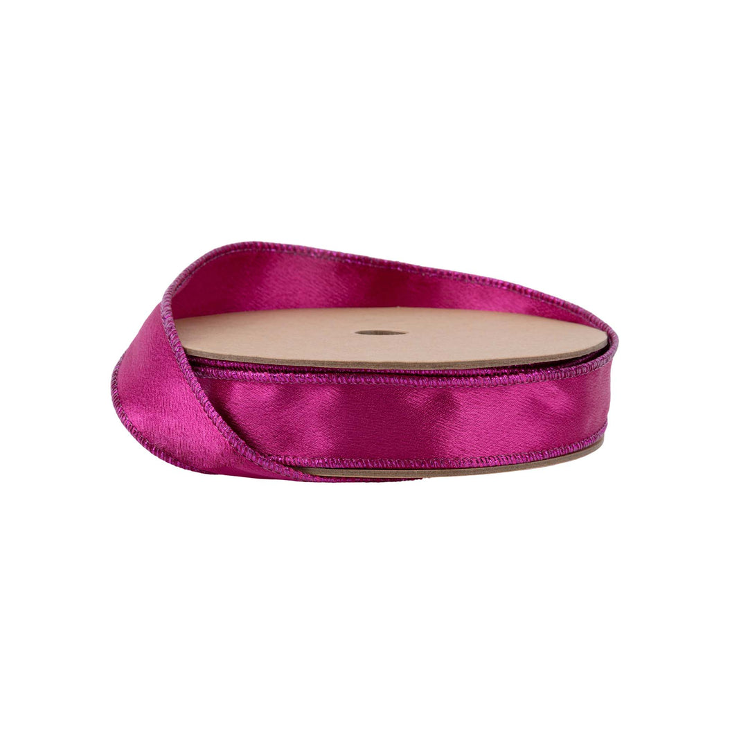 Fuchsia Shimmer Satin Wired Ribbon - 1"