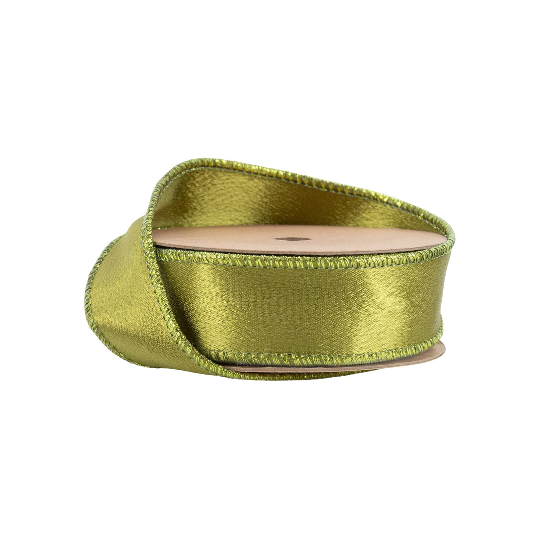 Moss Shimmer Satin Wired Ribbon - 1"