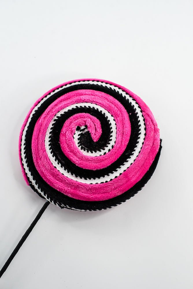 57245BTBK Hot Pink and Black Velvet Ornament Lollipop - Greenery Market57245BTBK