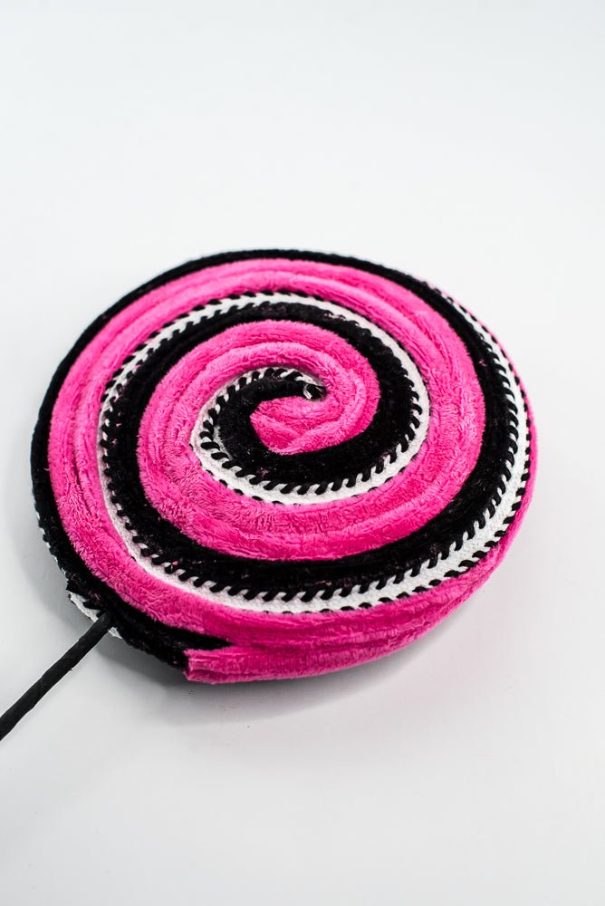 57245BTBK Hot Pink and Black Velvet Ornament Lollipop - Greenery Market57245BTBK