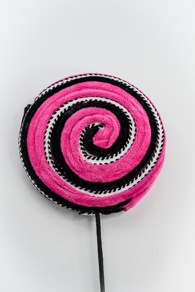 57245BTBK Hot Pink and Black Velvet Ornament Lollipop - Greenery Market57245BTBK