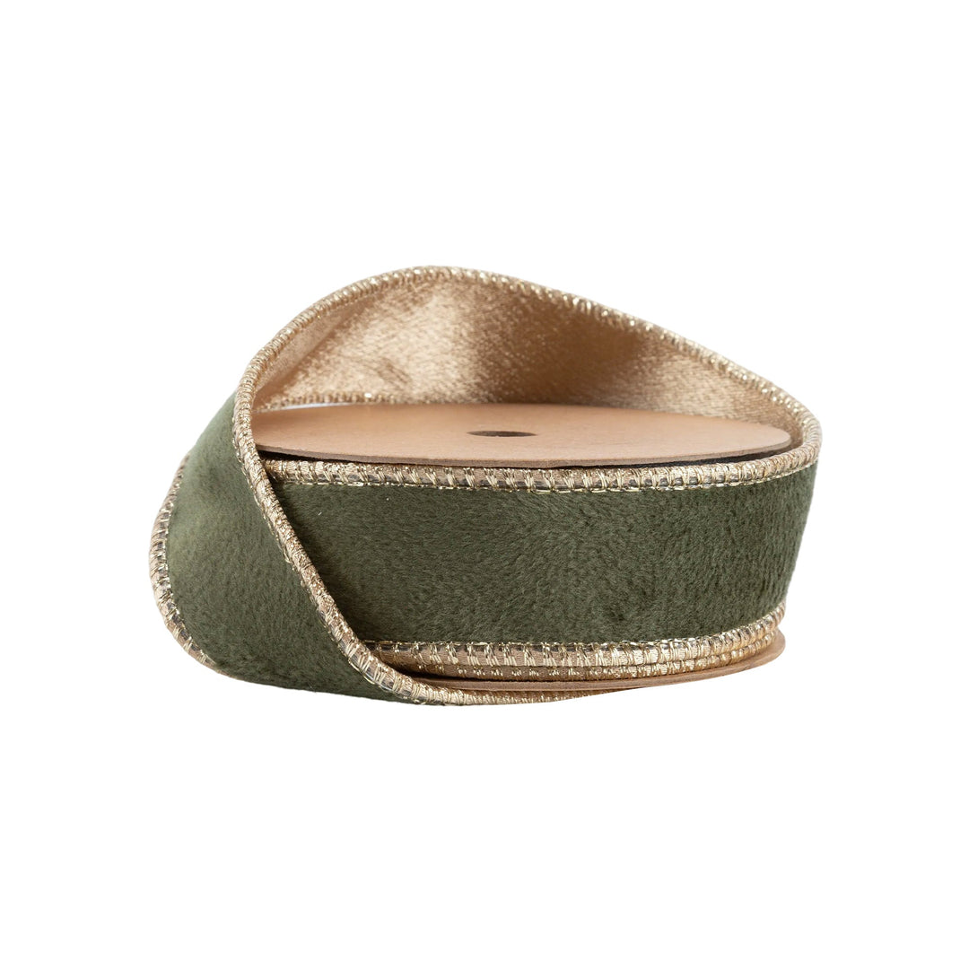 Moss & Gold Reversible Classic Velvet Wired Ribbon - 1"