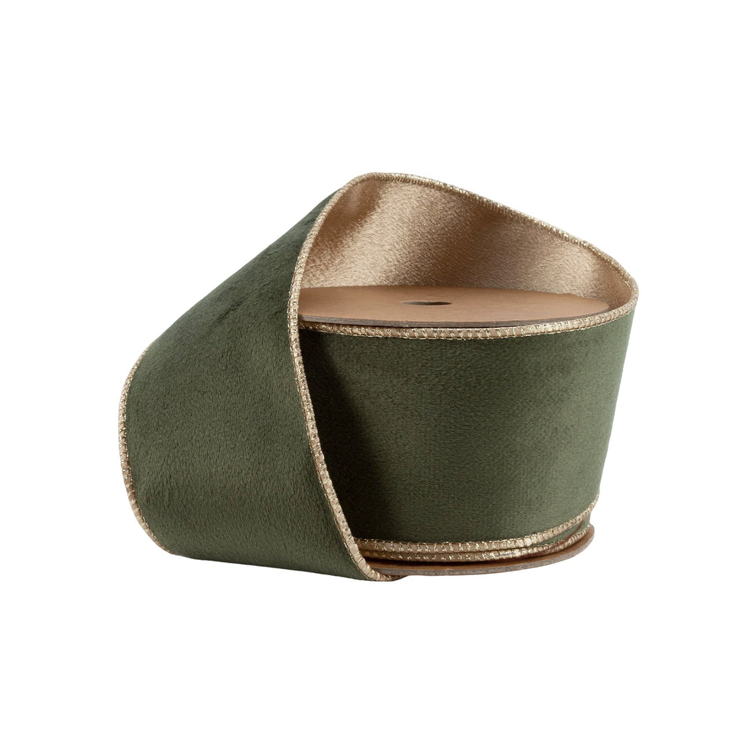 Moss & Gold Reversible Classic Velvet Wired Ribbon - 2.5"