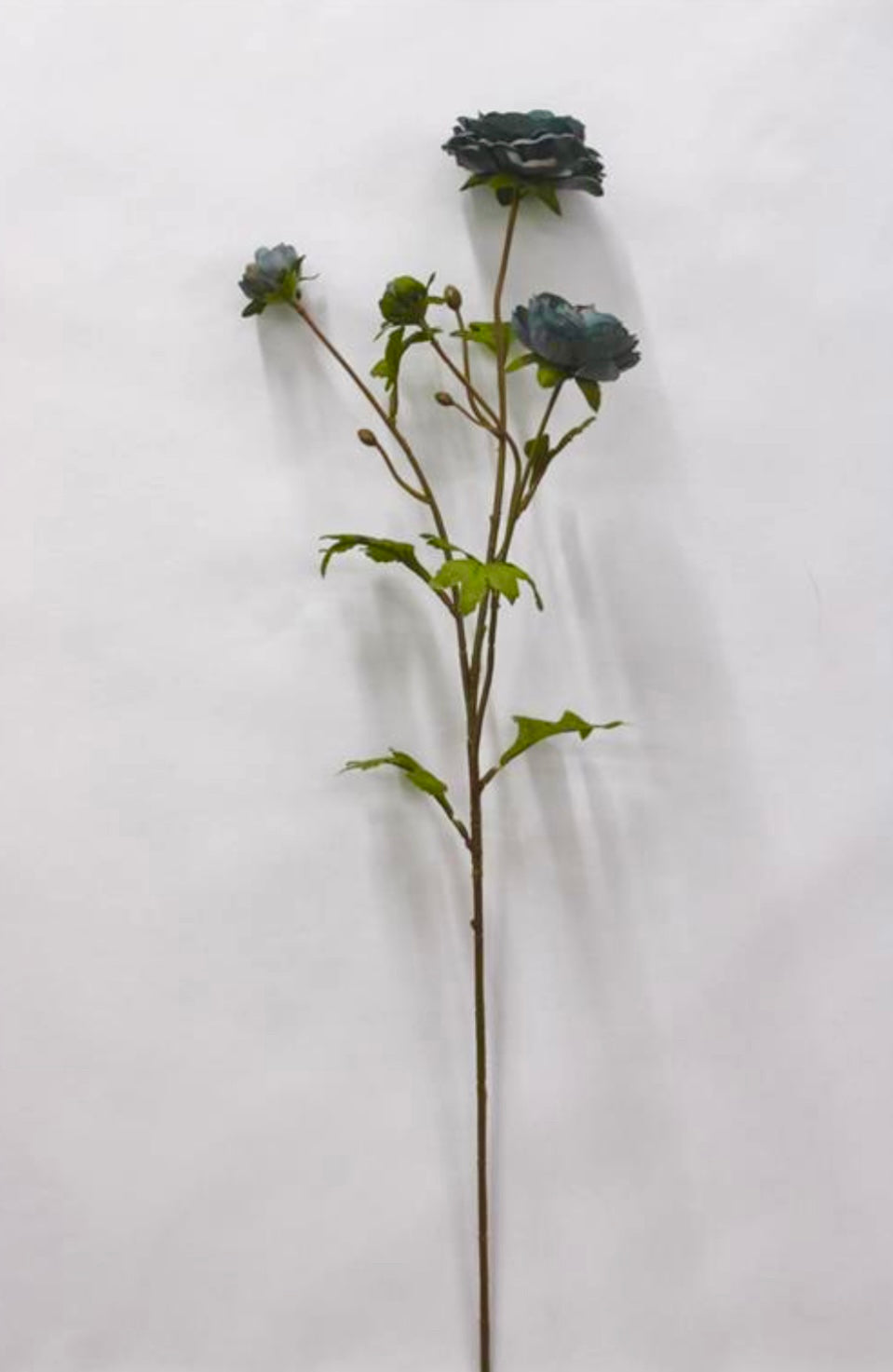 Slate Blue Grey Ruffle Ranunculus Spray - 26"