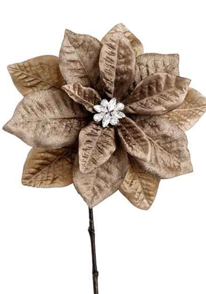 Brown Diamond Velvet Poinsettia - 25"