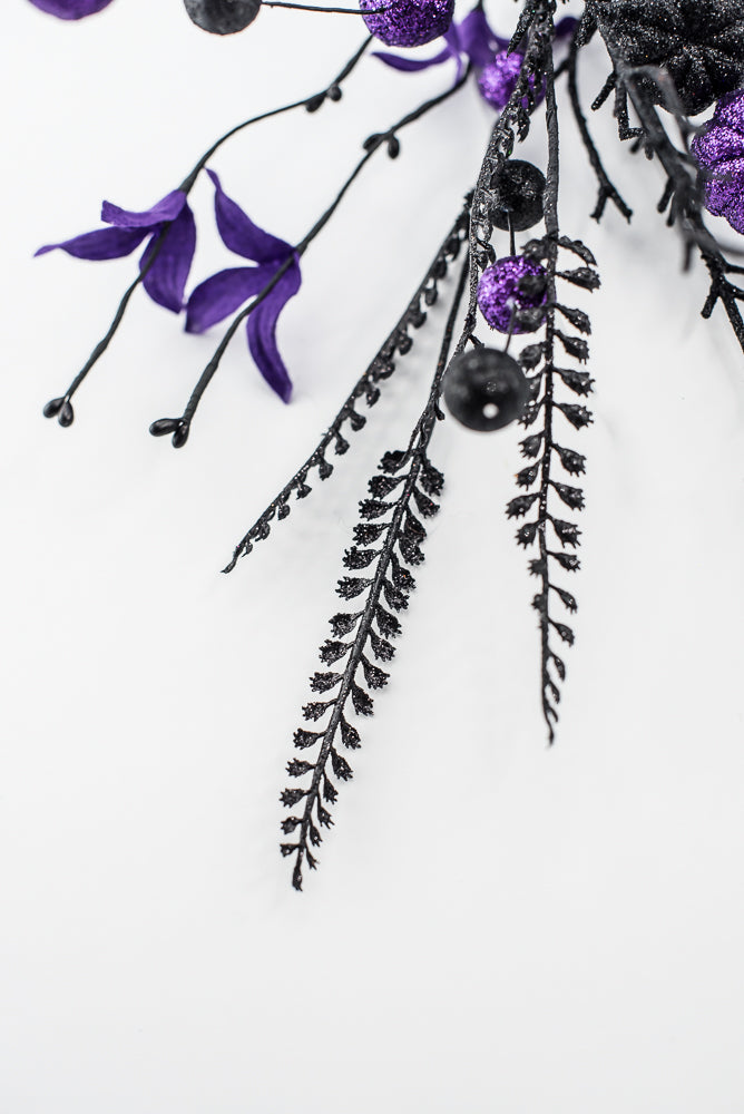 Purple and Black Glitter Pumpkin Ball Pick