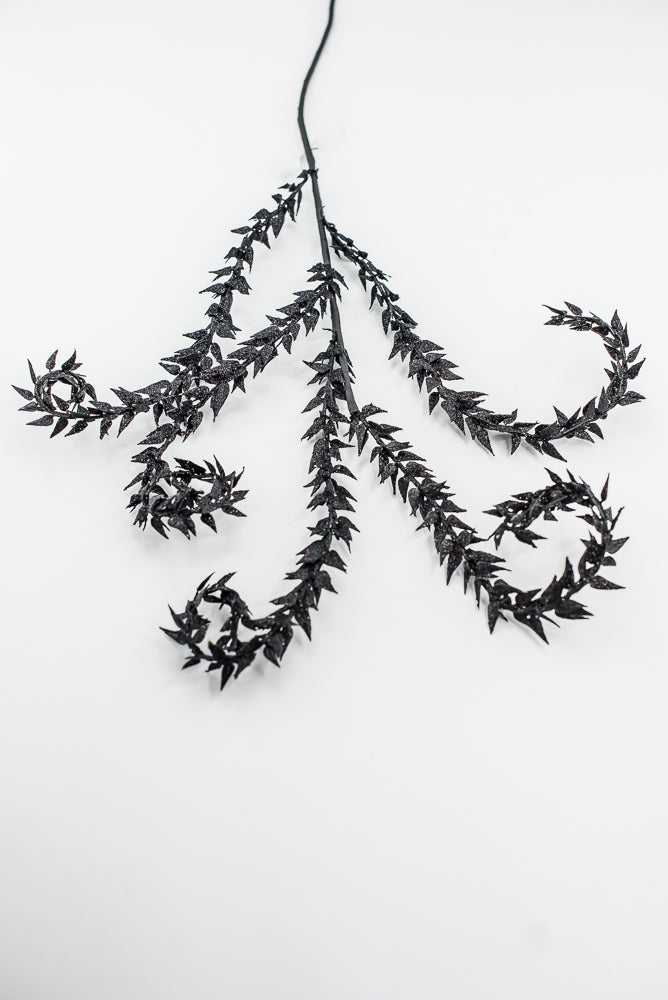 Black Metallic Leaves Curly Spray