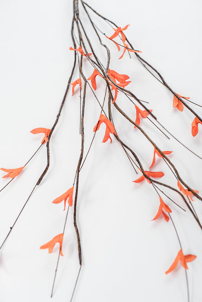 Orange Twig Leaves Spray