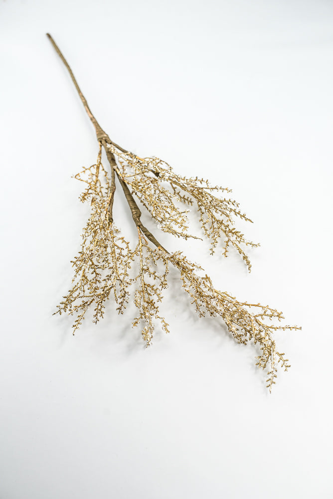 Crystal and Gold Iced Twig Spray