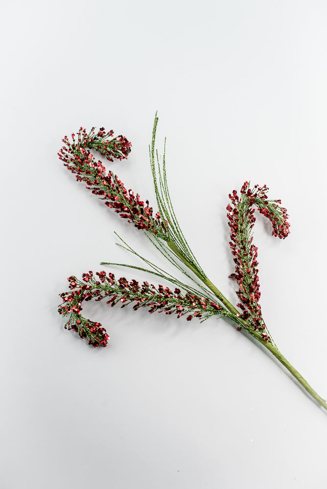 Sequin Red And Green Spiral Spray