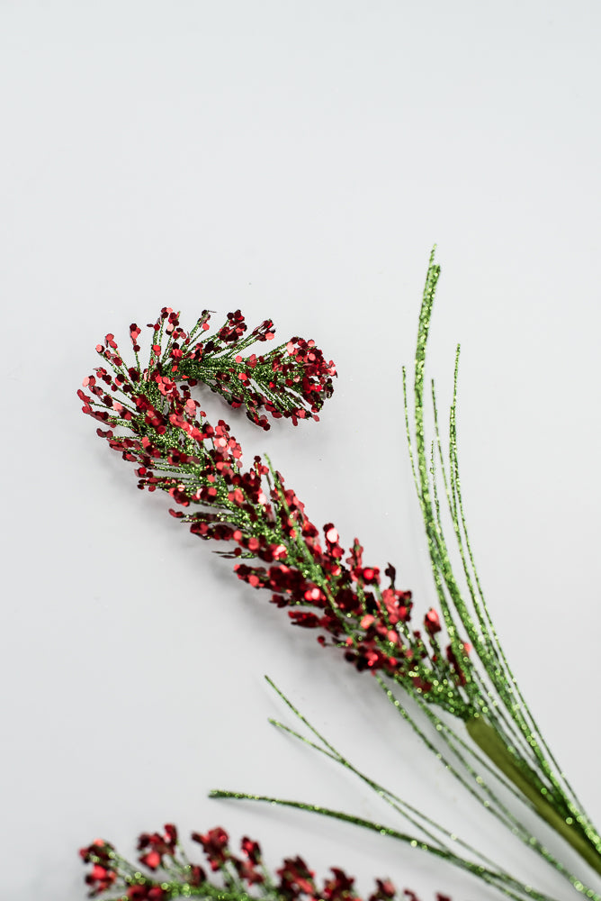 Sequin Red And Green Spiral Spray