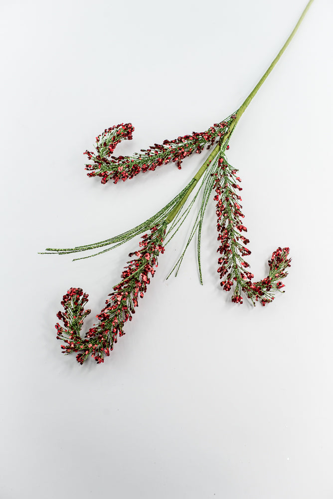 Sequin Red And Green Spiral Spray