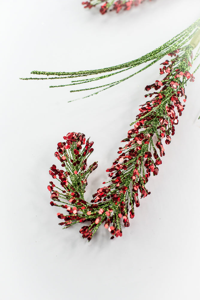 Sequin Red And Green Spiral Spray