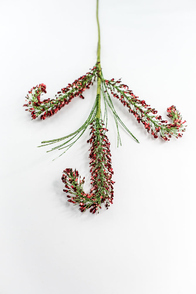 Sequin Red And Green Spiral Spray