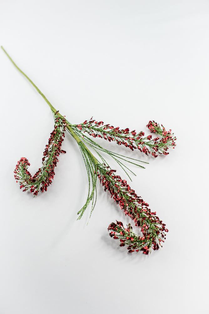 Sequin Red And Green Spiral Spray