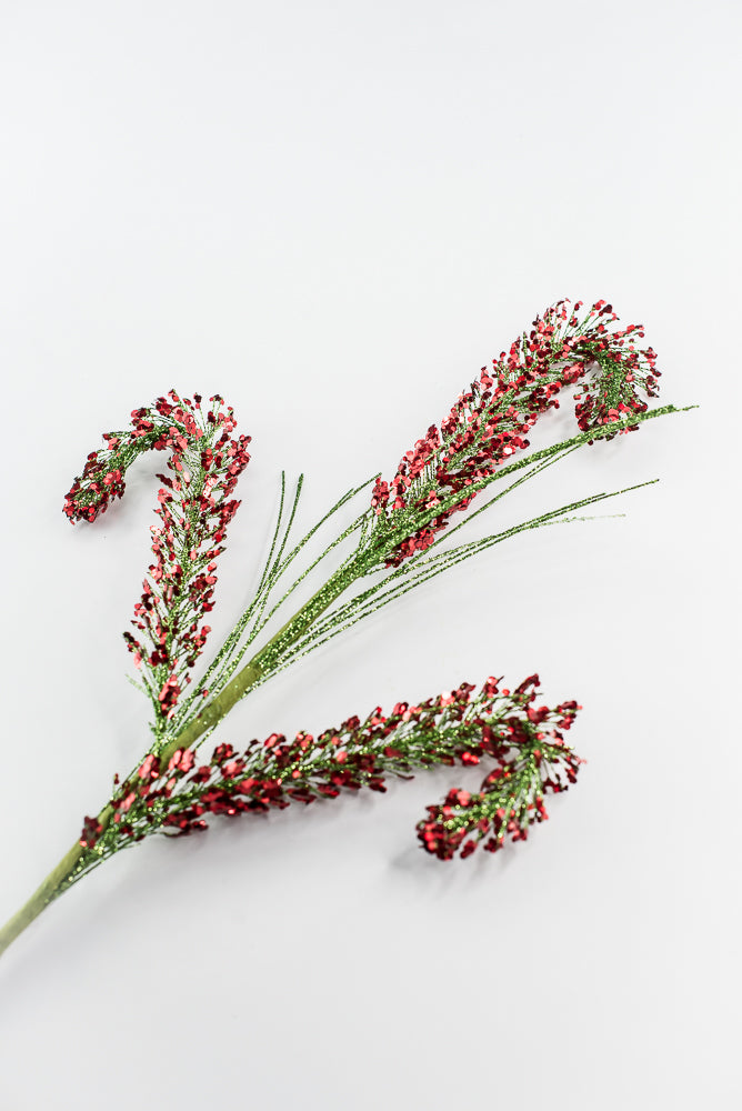 Sequin Red And Green Spiral Spray