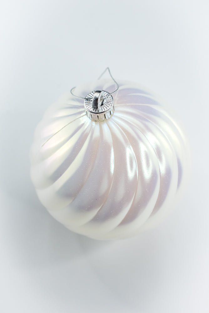 Iridescent Swirl Ball Ornament 6”