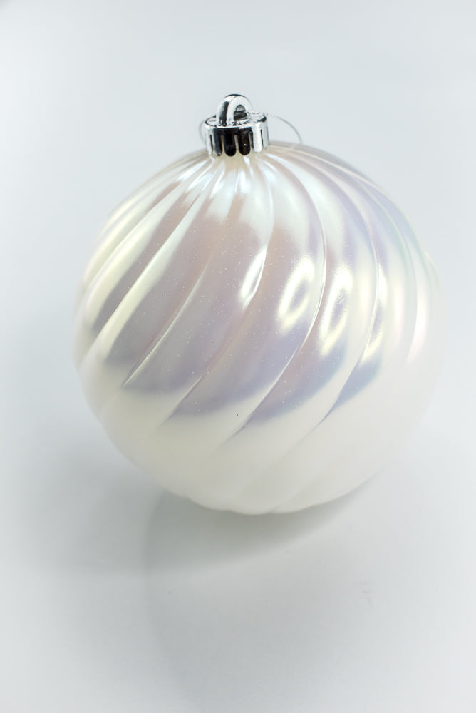 Iridescent Swirl Ball Ornament 6”