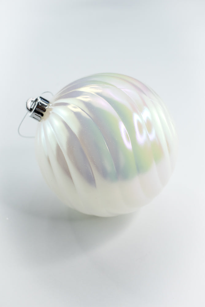 Iridescent Swirl Ball Ornament 6”
