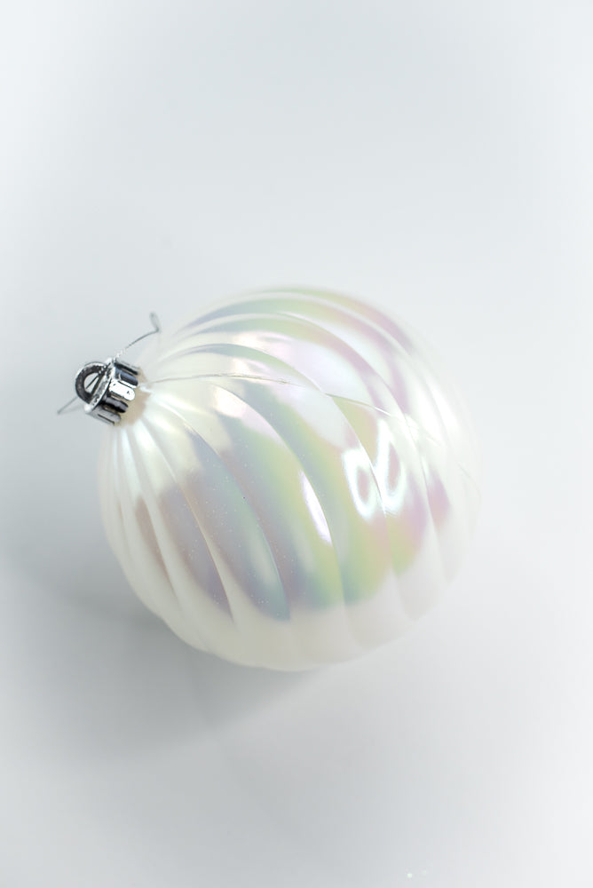 Iridescent Swirl Ball Ornament 6”