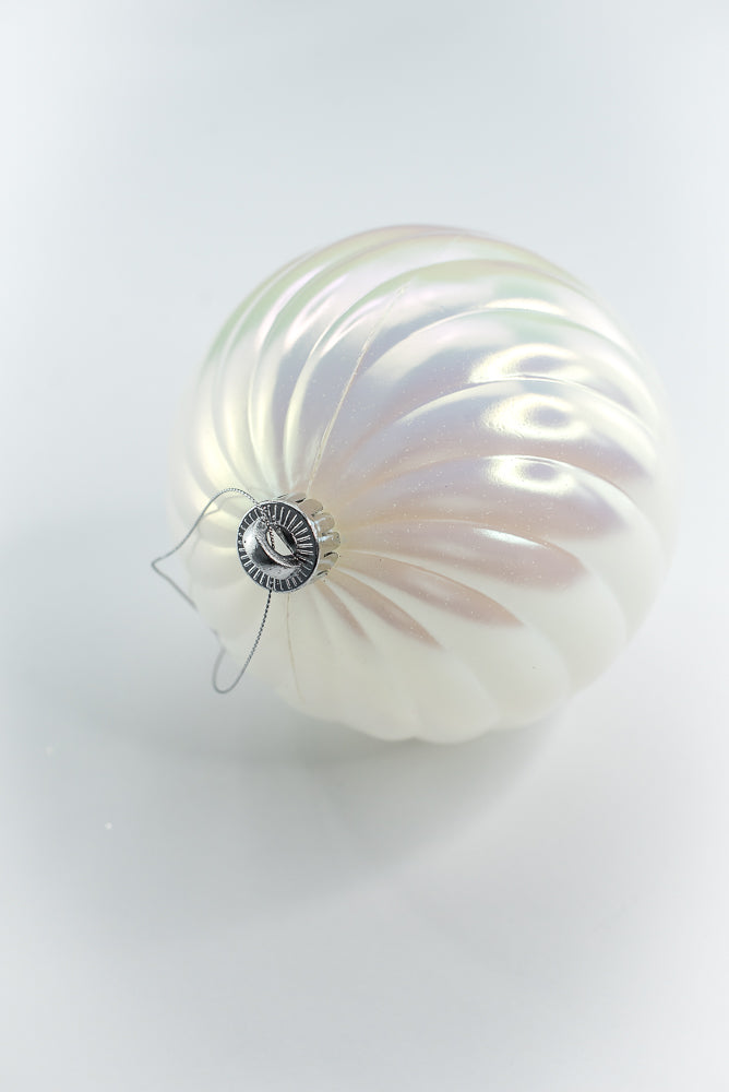 Iridescent Swirl Ball Ornament 6”