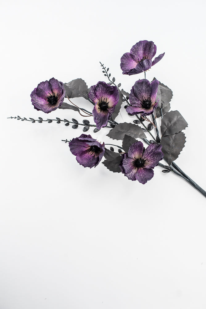 Dark Purple And Black Poppy Spray