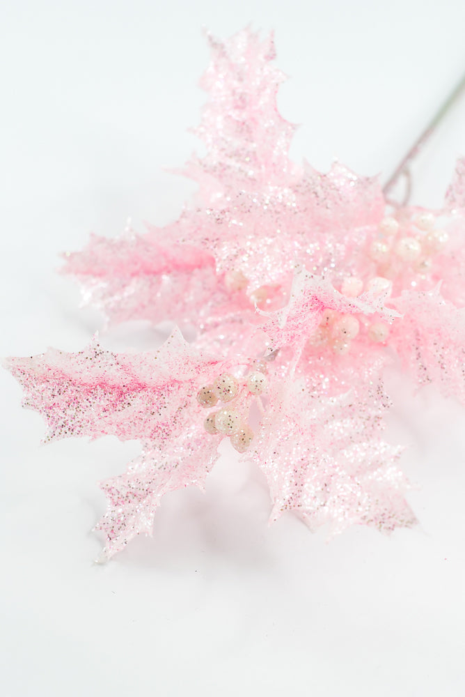Pink Jelly Holly Leaves Pick