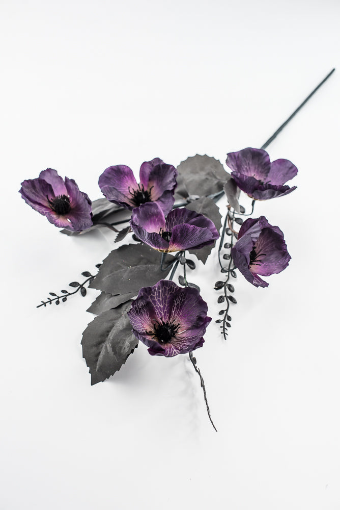 Dark Purple And Black Poppy Spray