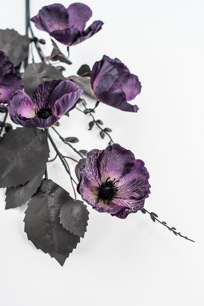 Dark Purple And Black Poppy Spray