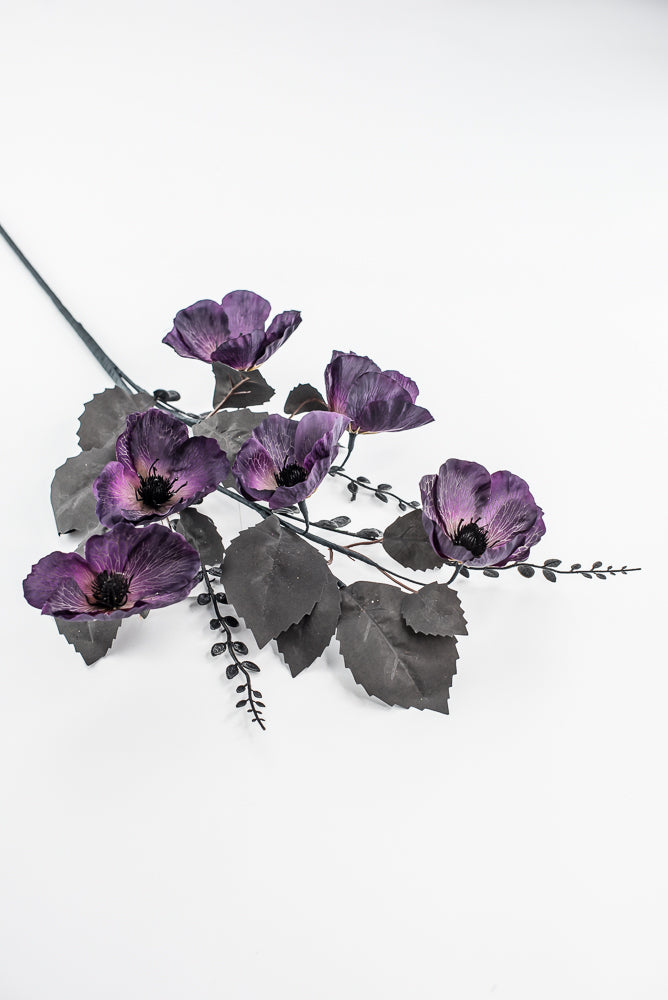 Dark Purple And Black Poppy Spray