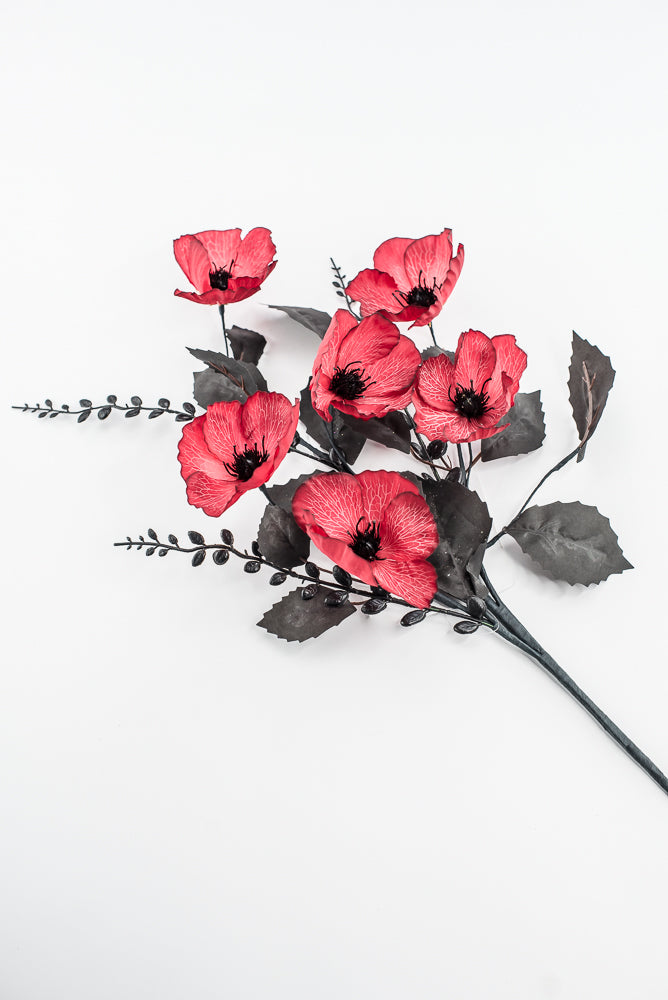 Red And Black Poppy Spray