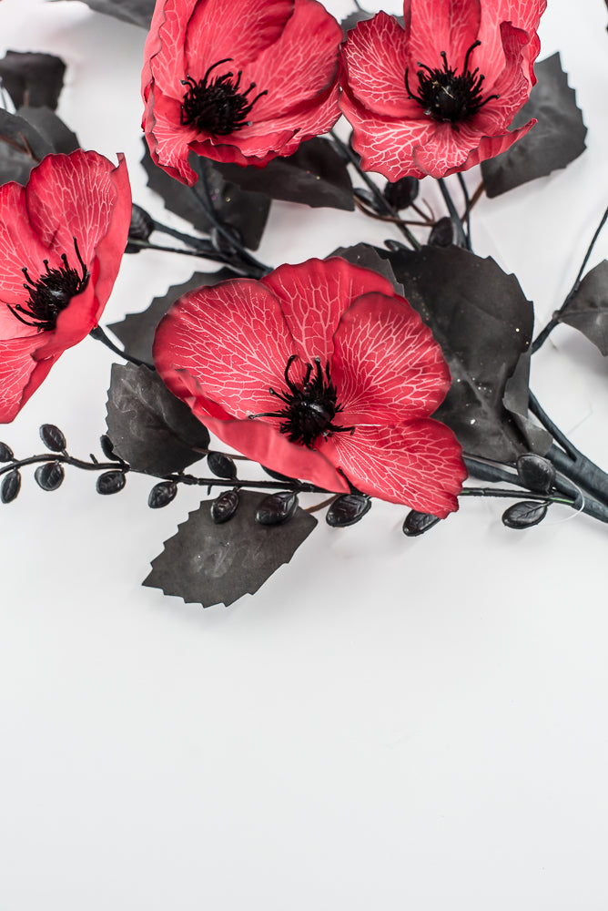 Red And Black Poppy Spray