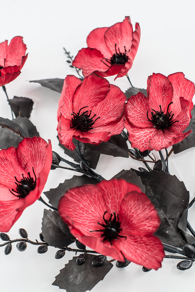 Red And Black Poppy Spray