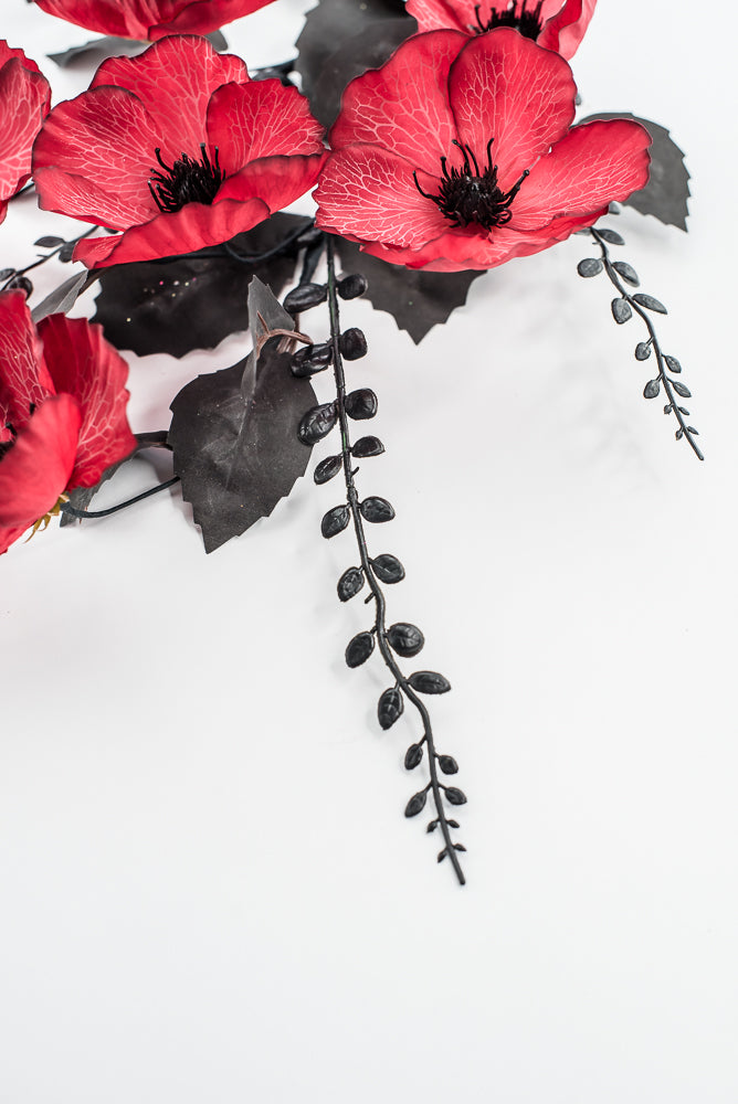 Red And Black Poppy Spray