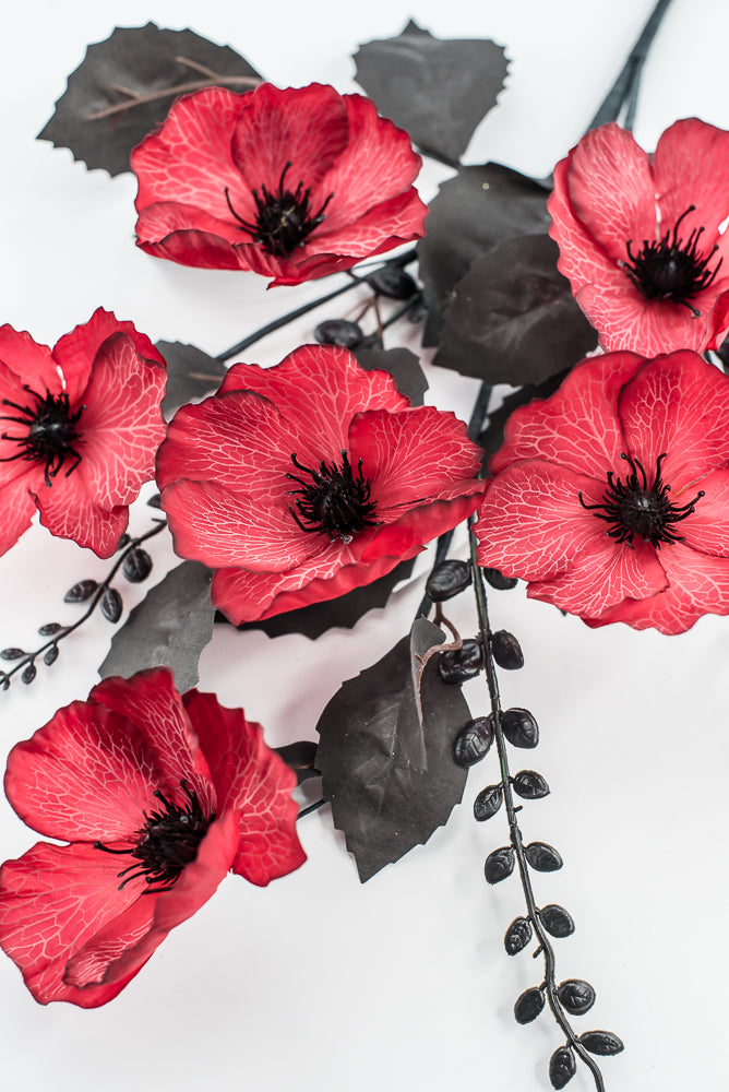 Red And Black Poppy Spray