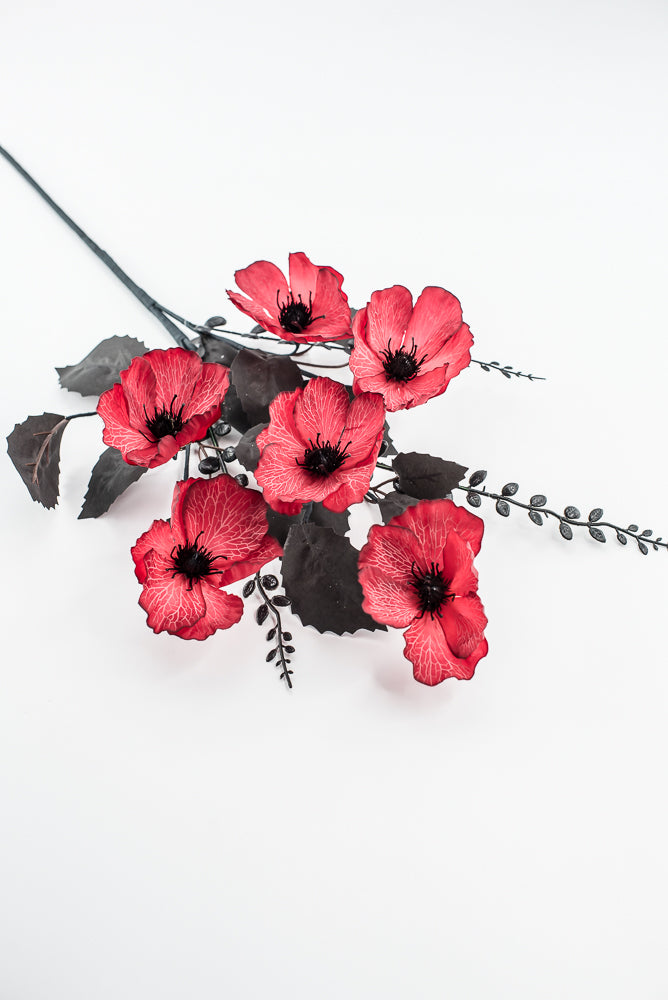 Red And Black Poppy Spray