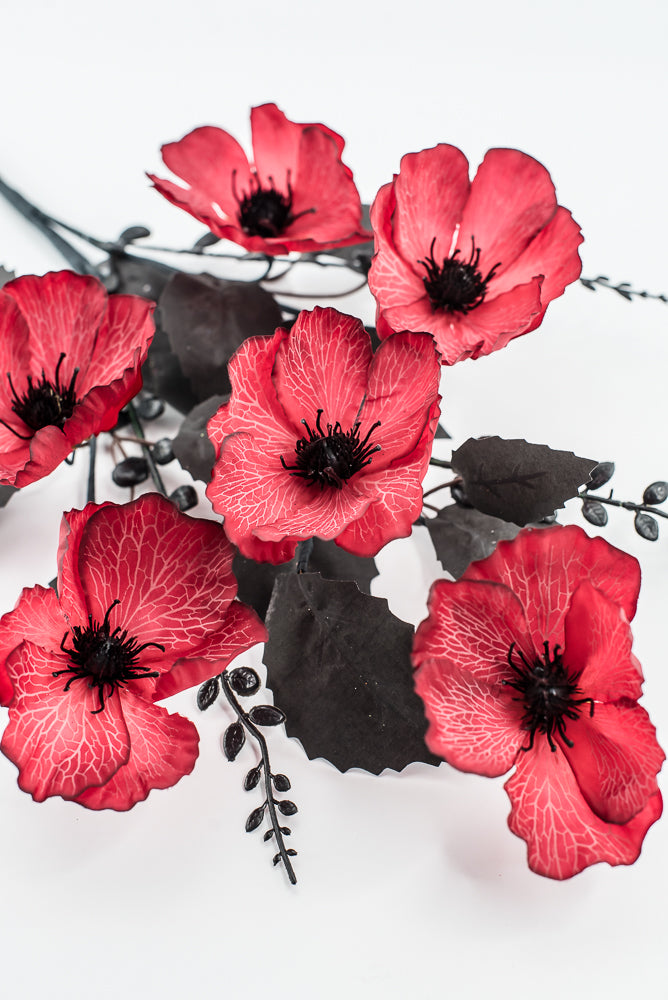 Red And Black Poppy Spray
