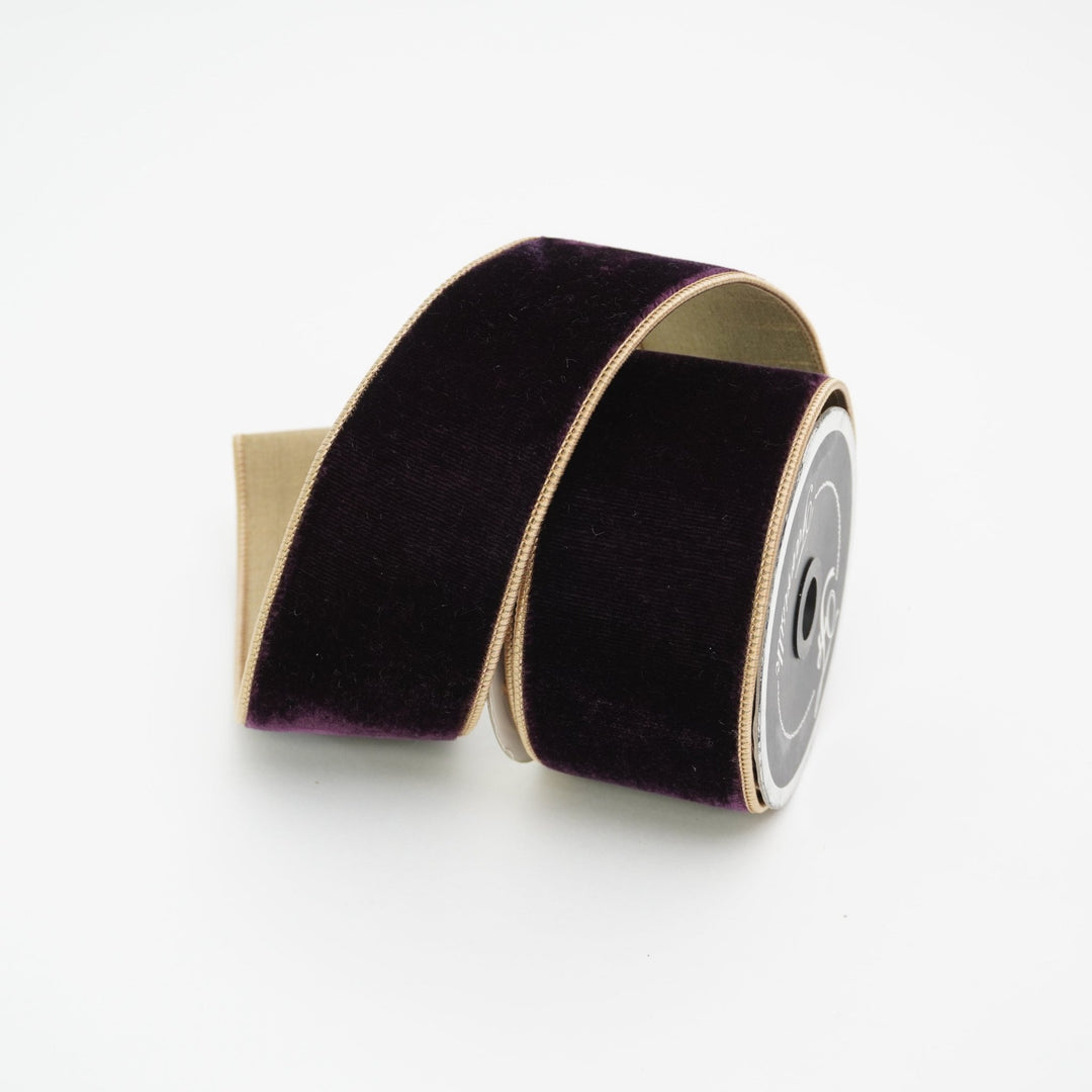 Amethyst Gold 2 Tone Velvet Farrisilk Wired Ribbon - 2.5" - Greenery MarketRibbons & TrimRK131 - 09