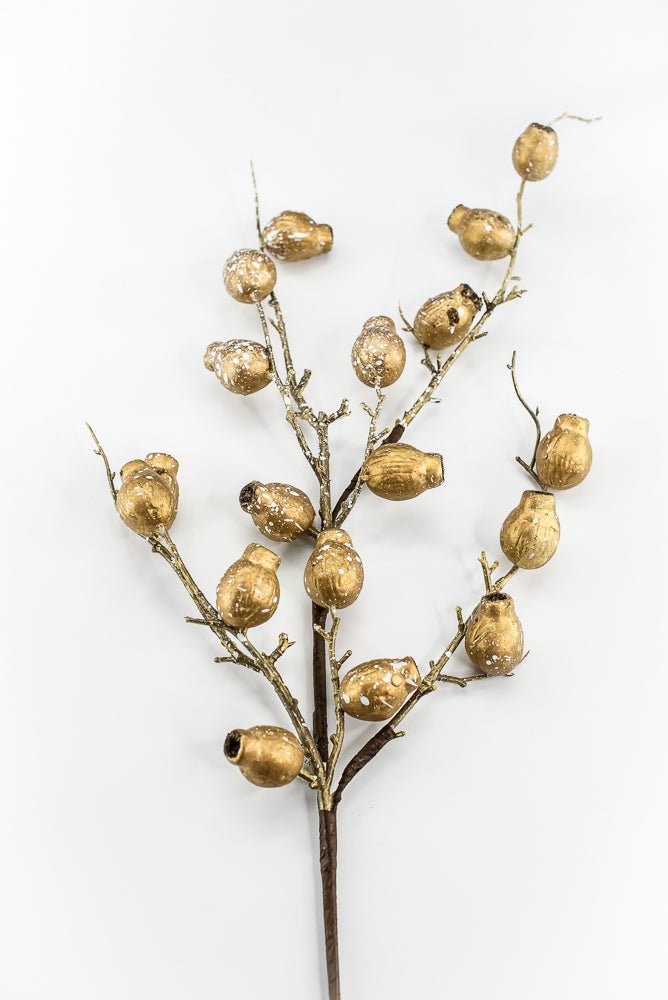 Antique Gold Metallic Berry Pod Spray - 28" - Greenery MarketXG1142ANTGO
