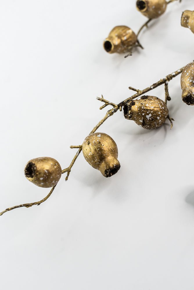 Antique Gold Metallic Berry Pod Spray - 28" - Greenery MarketXG1142ANTGO