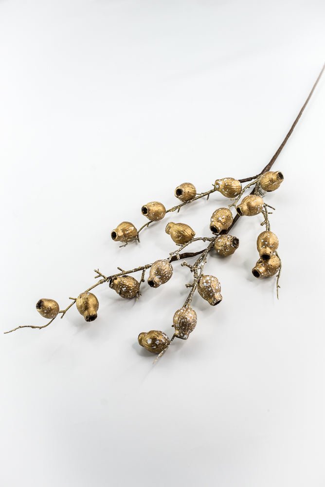 Antique Gold Metallic Berry Pod Spray - 28" - Greenery MarketXG1142ANTGO