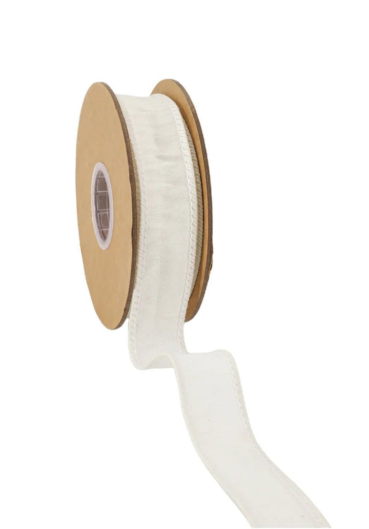Antique White Dupioni Wired Ribbon 1" - Greenery MarketWired ribbon9100W - 028 - 25E