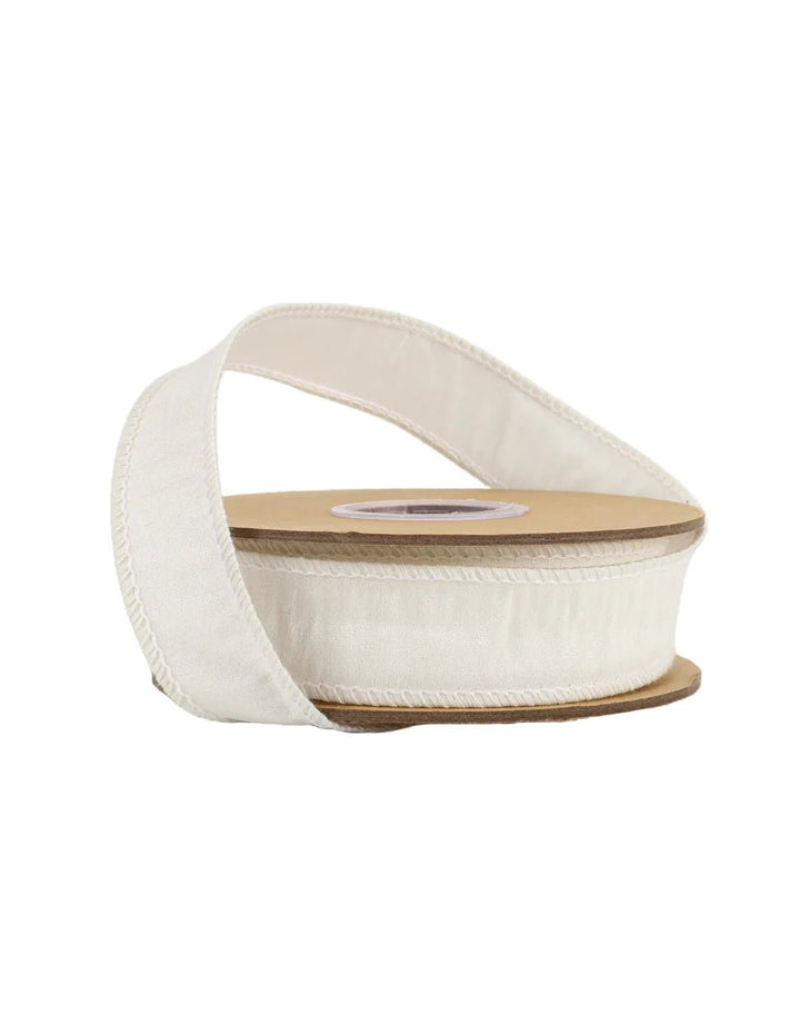 Antique White Dupioni Wired Ribbon 1" - Greenery MarketWired ribbon9100W - 028 - 25E