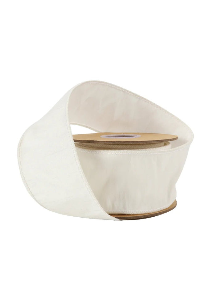 Antique White Dupioni Wired Ribbon 2.5" - Greenery MarketWired ribbon9100W - 028 - 63E