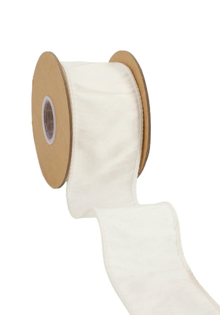 Antique White Dupioni Wired Ribbon 2.5" - Greenery MarketWired ribbon9100W - 028 - 63E